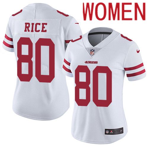 Women San Francisco 49ers #80 Jerry Rice Nike White Vapor Limited NFL Jersey